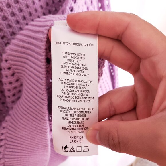 Calvin Klein Jeans Lavender 100% Cotton Open Stitch Sweater Size Petite Small - Picture 5 of 14